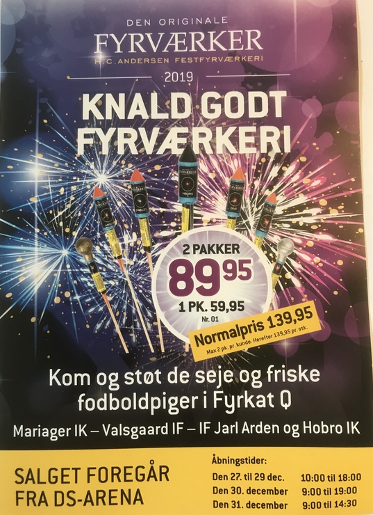 Fyrværkerisalg på DS Arena – støt FyrkatQ