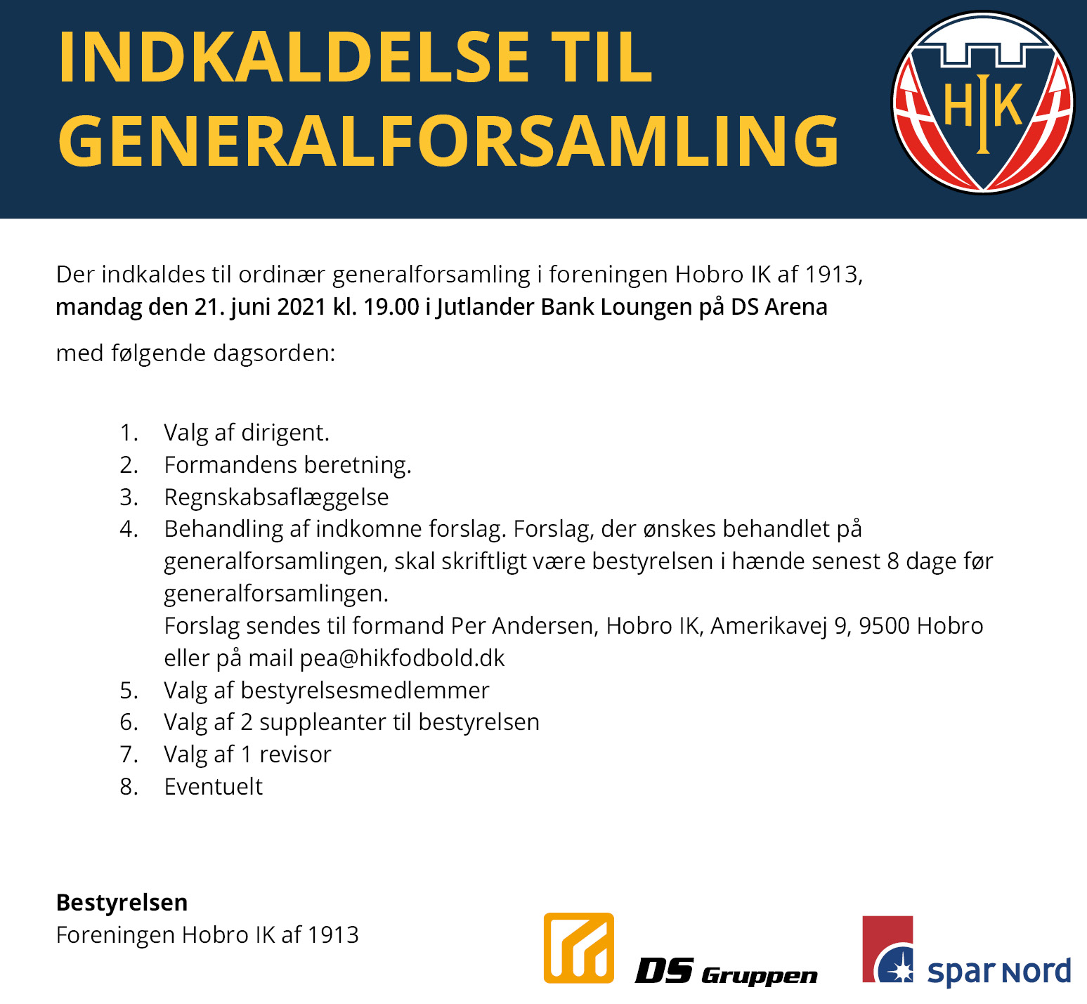 Indkaldelse til generalforsamling